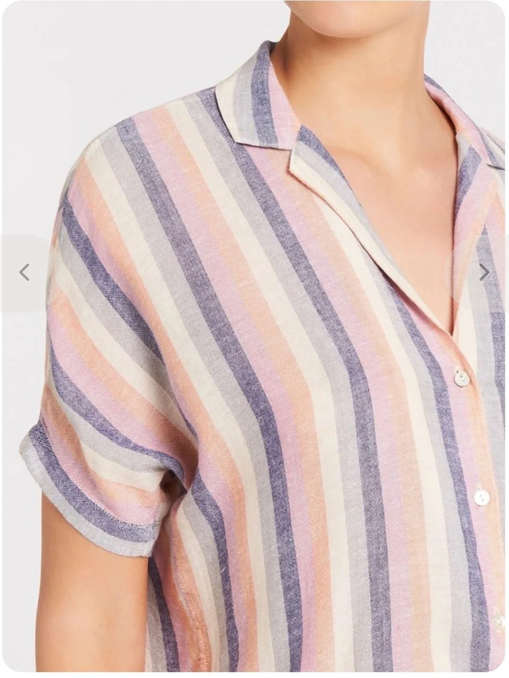 Rails Marley Top Mandalay Stripe Women Size S Button Down Tie Front Linen Rayon - Picture 2 of 11